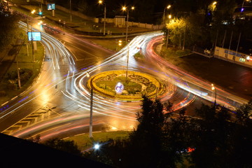 traffic in the city at night