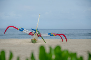 Traditional Balinese "Dragonfly" Boat on beach
