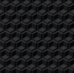 Black abstract seamless geometric block texture on hexagon shape pattern