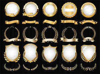 Collection of luxury golden design elements badges labels and laurels 
