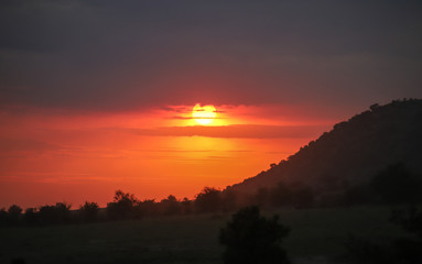 Red sunset at Masai Mara