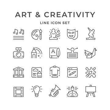 Set line icons of art and creativity