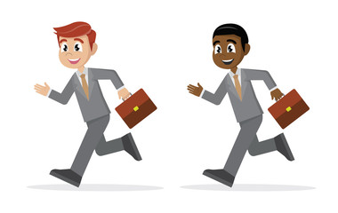 Cartoon character, businessman running.