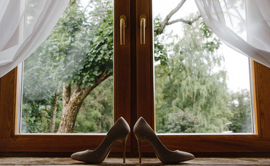view from window bride shoes of women
