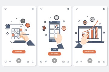 Planning and organizing concept illustration set, perfect for banner, mobile app.