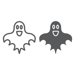 Ghost line and glyph icon, halloween and horror, spirit sign, vector graphics, a linear pattern on a white background.