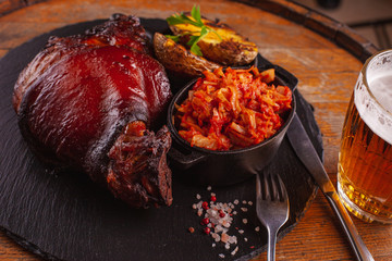 Baked pork knuckle with beer