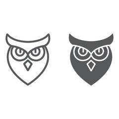 Halloween owl line and glyph icon, animal and wisdom, bird sign, vector graphics, a linear pattern on a white background.