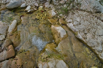 Fototapeta na wymiar Vista lungo il sentiero 208 fosso dell'eremo a Piobbico