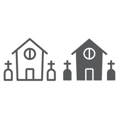 Horror house line and glyph icon, halloween and home, scary building sign, vector graphics, a linear pattern on a white background.