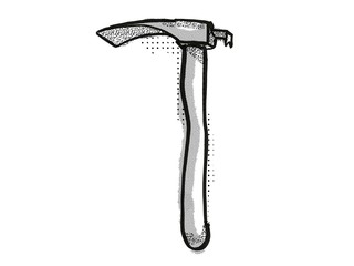 adze  Woodworking Hand Tool Cartoon Retro Drawing