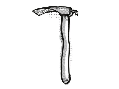 adze  Woodworking Hand Tool Cartoon Retro Drawing