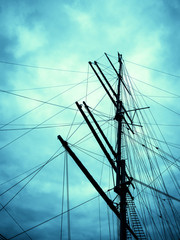 mast on background of blue sky