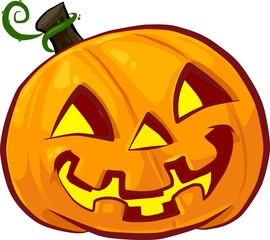 vector Halloween pumpkin. Happy Halloween pumpkin face isolated on white background.