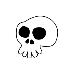 Icono plano lineal calavera en color negro