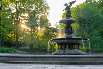 Bethesda Fountain at sunset