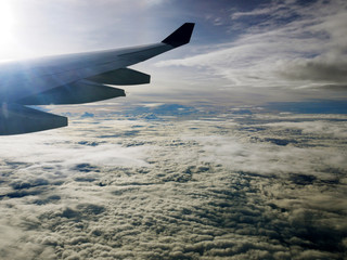 Fototapeta premium Beautiful high angle view and cloud sky background from the capital's aircraft.