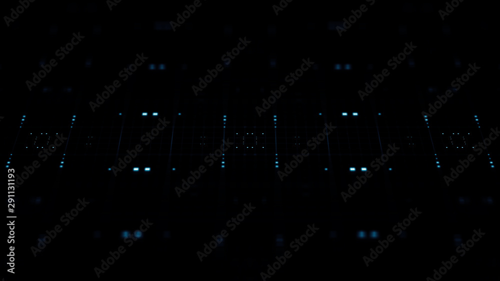 Poster 3d abstract render with detailed elements. technology and data processing theme. pattern based compo