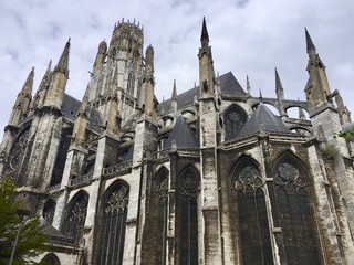 Fototapeta na wymiar Saint-Owen Abbey Church is a large Gothic Roman Catholic church in Rouen, Normandy, France. (Church of St. Ouen)