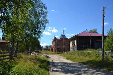old "pre-revolutionary" houses on Communist street in the ancient Ural city of Pokcha