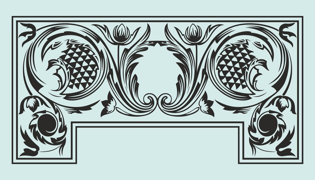 Book frontispiece title page decorative design in retro Soviet style. Vintage template with flowers, vector retro background, Festive design of the Soviet Union.
