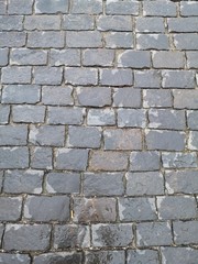 Stone pavers on red square