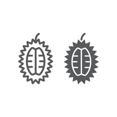 Durian line and glyph icon, food and tropical, exotic fruit sign, vector graphics, a linear pattern on a white background.