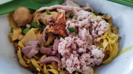 Minced pork meat noodle