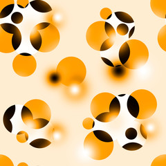 Abstract seamless pattern consisting of Big and small spheres of different sizes and colors against color background. Digital composition