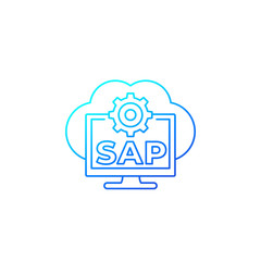 SAP, business cloud software vector line icon