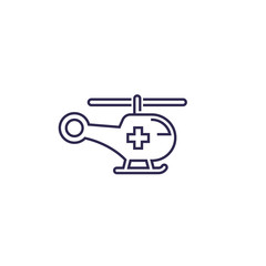 Air ambulance or medical helicopter line icon
