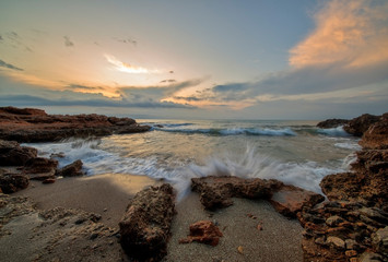 Cloudy sunrise on the coast of Oropesa del Mar