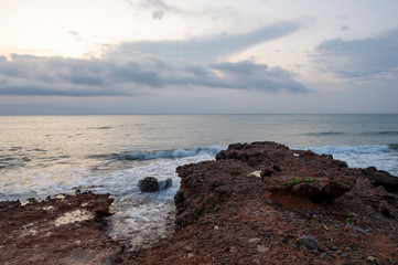 Fototapeta na wymiar Cloudy sunrise on the coast of Oropesa del Mar