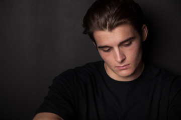 Obraz premium Depression, young man or teen feeling depressed