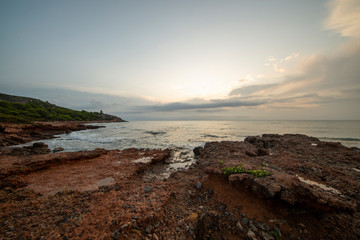 Cloudy sunrise on the coast of Oropesa del Mar