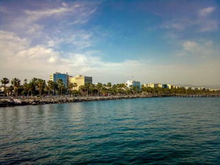 Obraz premium Cyprus Limassol Molos Promenade seaside view from the sea
