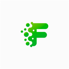 Letter F Design with dot shape. molecule and Lab Logo Design Element. perfect for technology,software, network and science brand. - vector