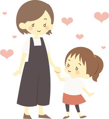 母と娘　手つなぎ