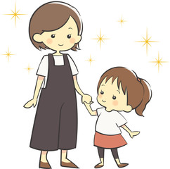 母と娘　手つなぎ