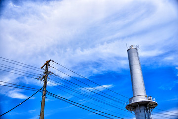 Sky and factory chimney