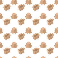 Seamless background from a set of cardboard boxes, vector illustration.