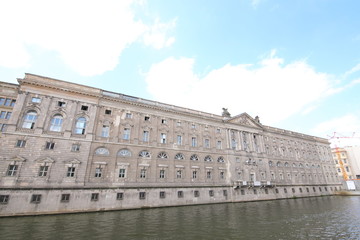 Fototapeta premium Berlin library historical building and Spree river cityscape Berlin Germany