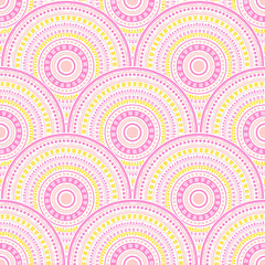 Ethnic circle shapes seamless geometric pattern.