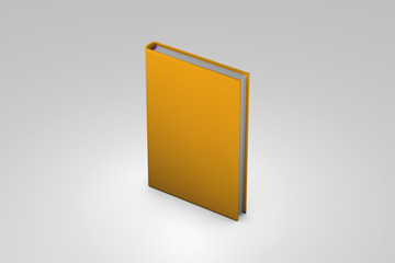 beautiful detailed orange closed book, university concept highlighted isolated on grey background, object 3d illustration