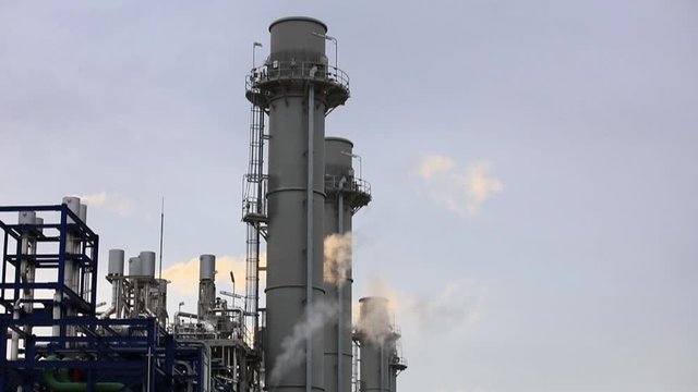 Close up smokestack of power plant , factory industrial concept