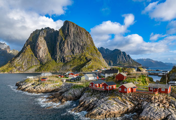 Famous tourist attraction fishing village on Lofoten Islands.