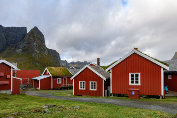 Fototapeta na wymiar Famous tourist attraction fishing village on Lofoten Islands.