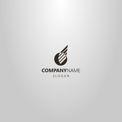black and white simple flat art vector negative space logo of wing in a round frame