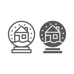 Snow globe line and glyph icon, holiday and decor, glass ball sign, vector graphics, a linear pattern on a white background.