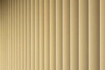 Front view of beige or golden 3d stripes. Louvre shutters like pattern.